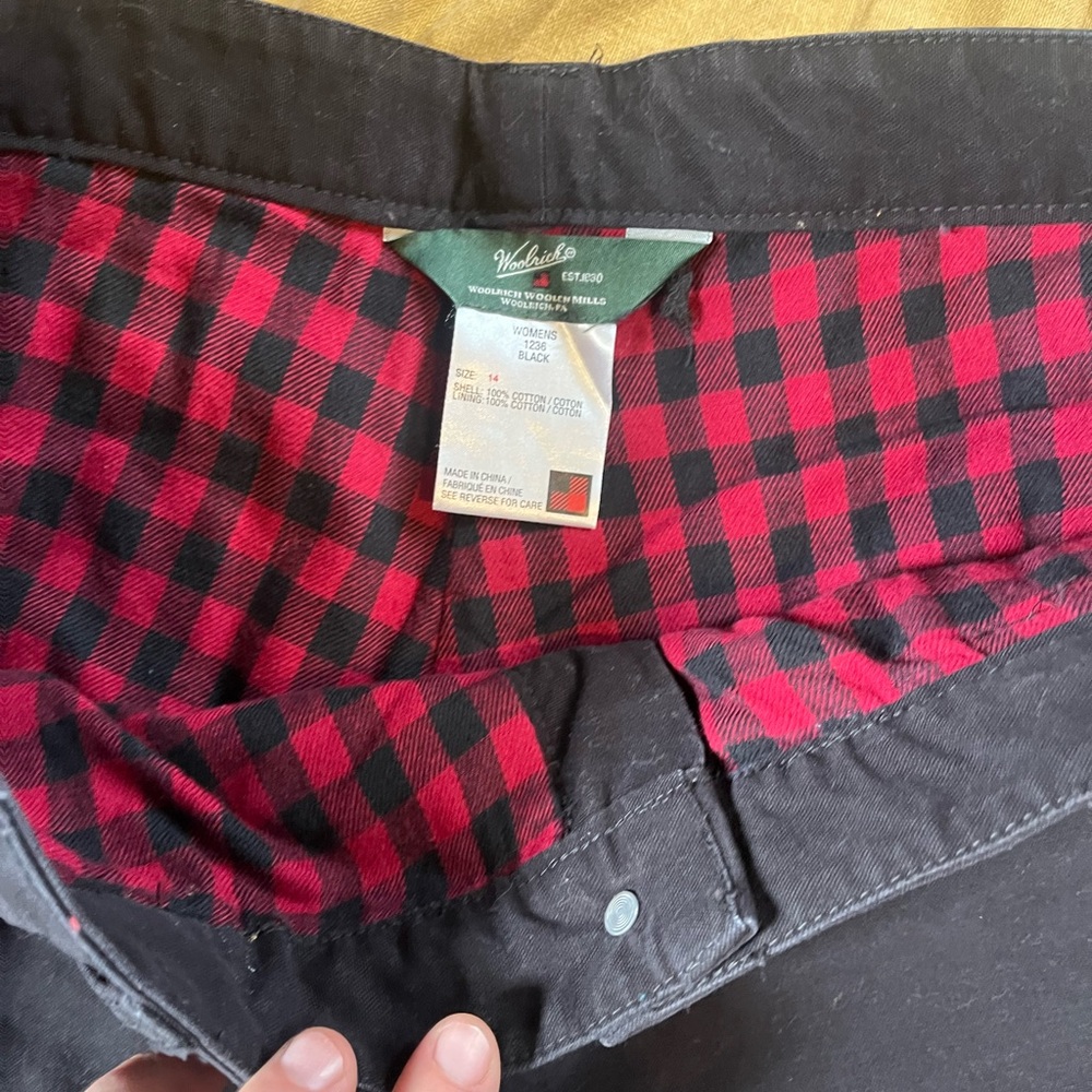 Woolrich red flannel lined black pants - Picture 2 of 5